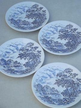 catalog photo of Wedgwood Countryside blue & white china bread & butter plates, set of 4