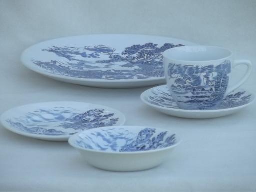 photo of Wedgwood Countryside blue & white china, plates, bowls, cups and saucers #2