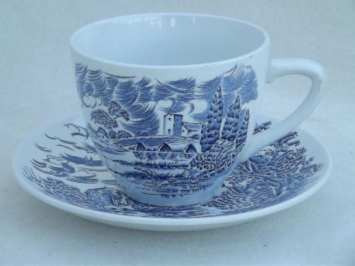 photo of Wedgwood Countryside blue & white china, plates, bowls, cups and saucers #5