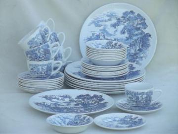 catalog photo of Wedgwood Countryside blue & white china, plates, bowls, cups and saucers