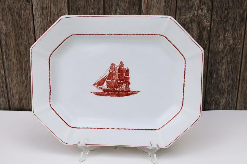 photo of Wedgwood English ironstone china, vintage tall ships clipper Flying Cloud platter #1