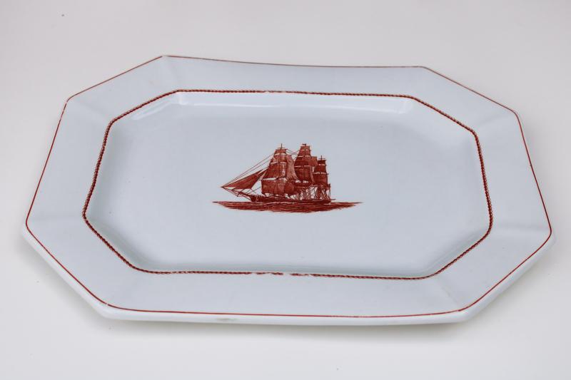 photo of Wedgwood English ironstone china, vintage tall ships clipper Flying Cloud platter #3