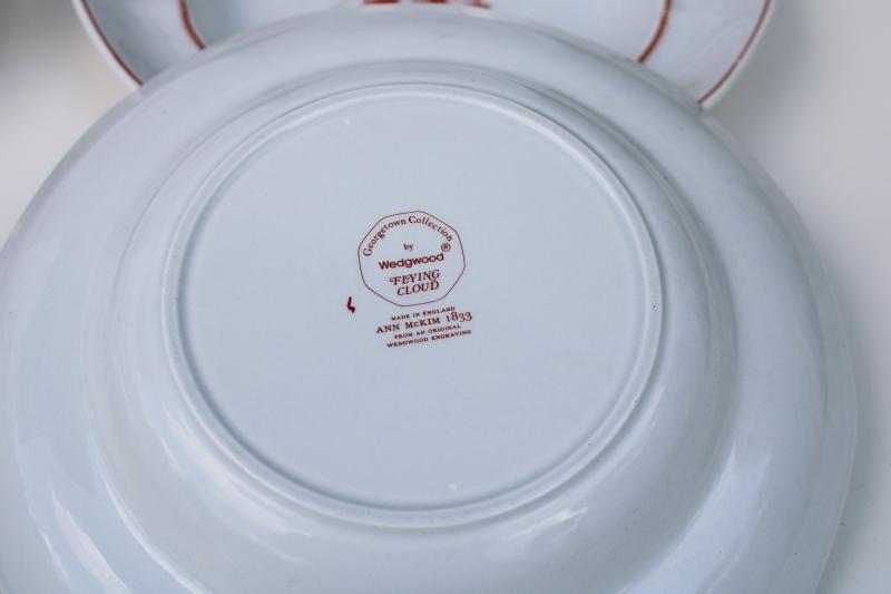 photo of Wedgwood English ironstone china, vintage tall ships clipper Flying Cloud soup bowls #3