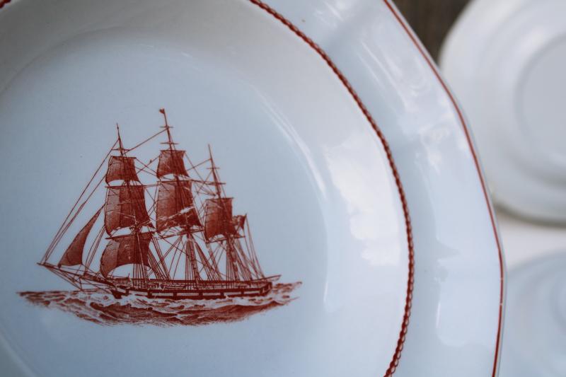 photo of Wedgwood English ironstone china, vintage tall ships clipper Flying Cloud soup bowls #5