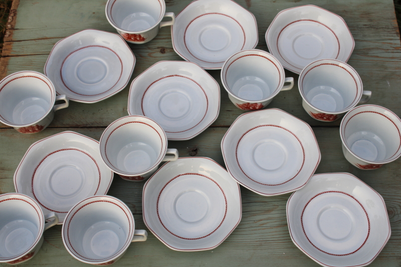photo of Wedgwood Flying Cloud sailing ships pattern ironstone oversized cups & saucers, vintage china set  #4