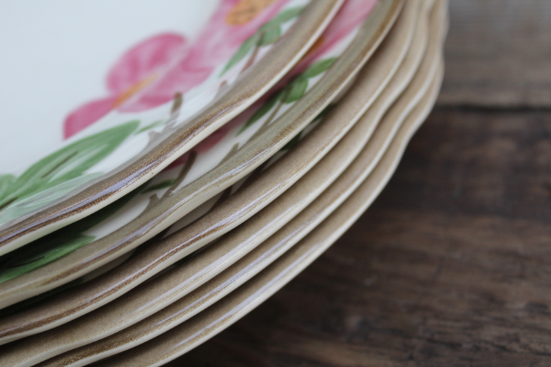 photo of Wedgwood Franciscan Desert Rose pattern dinner plates set of 6, 1990s vintage, large 11 inch plates  #7