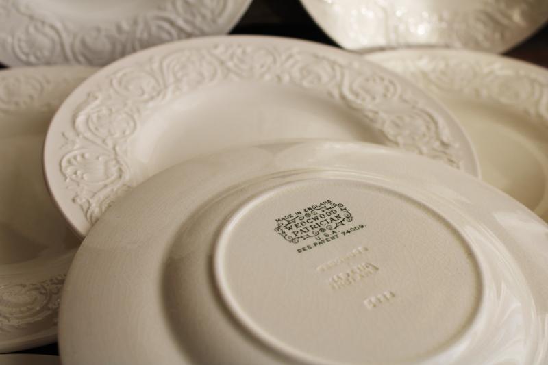 photo of Wedgwood Patrician embossed border creamware china plates, 1930s vintage #2