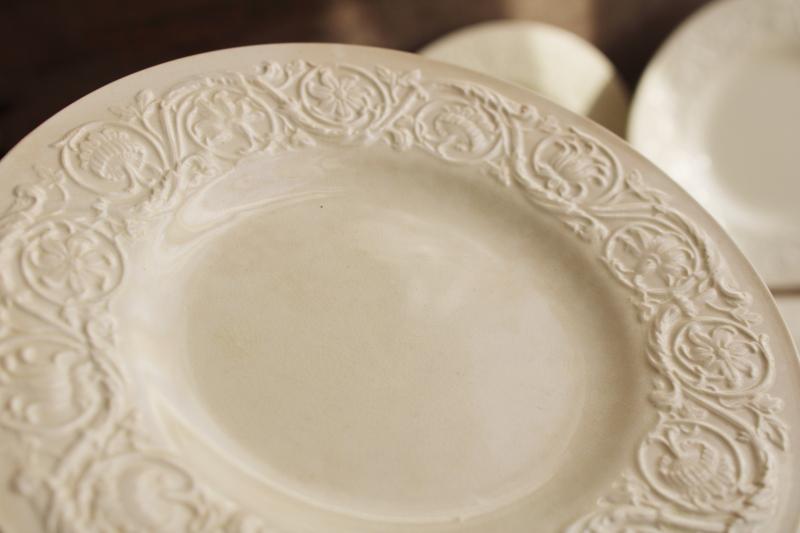 photo of Wedgwood Patrician embossed border creamware china plates, 1930s vintage #4