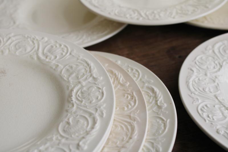 photo of Wedgwood Patrician embossed border creamware china plates, 1930s vintage #7