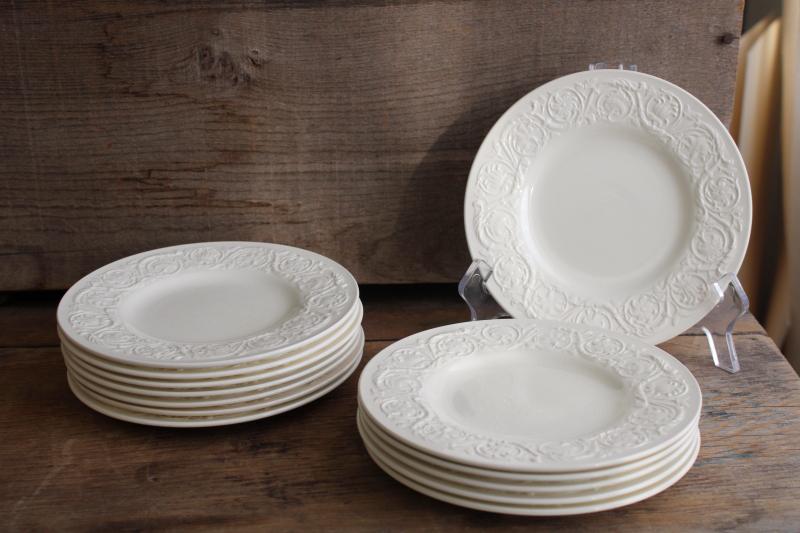 photo of Wedgwood Patrician embossed border creamware china plates, 1930s vintage #9