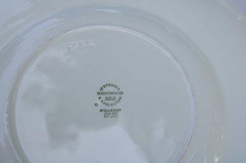 photo of Wedgwood Wellesley embossed border creamware white dinner plates, mid century vintage  #6