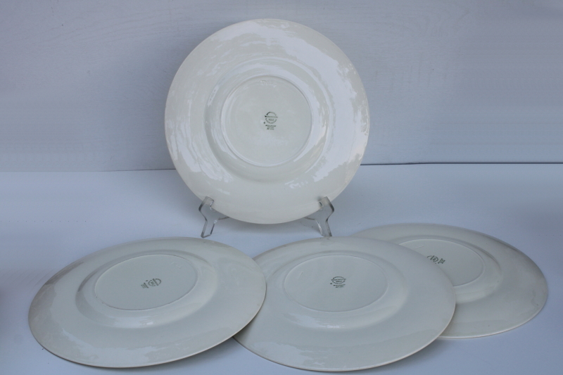 photo of Wedgwood Wellesley embossed border creamware white dinner plates, mid century vintage  #8
