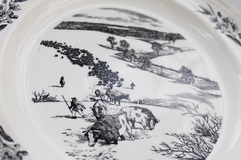 photo of Wedgwood black transferware china plate Connecticut 1776 scenes of American history #2