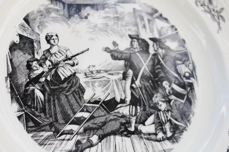 photo of Wedgwood black transferware china plate Georgia 1776 scenes of American history #2