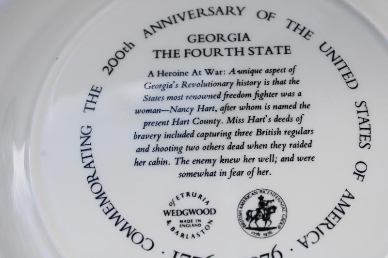 photo of Wedgwood black transferware china plate Georgia 1776 scenes of American history #5