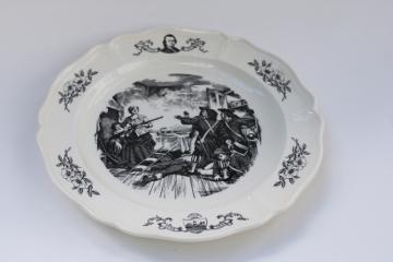 catalog photo of Wedgwood black transferware china plate Georgia 1776 scenes of American history