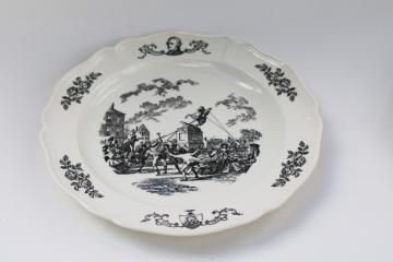 catalog photo of Wedgwood black transferware china plate New York 1776 scenes of American history