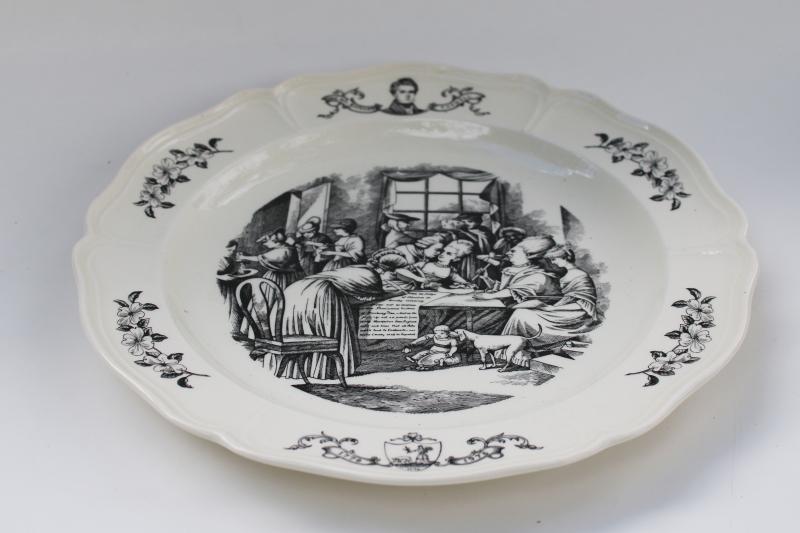 photo of Wedgwood black transferware china plate North Carolina 1776 scenes of American history #1