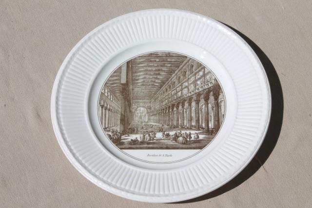 photo of Wedgwood china Piranesi engraving collector's plate, interior of St. Paul basilica #1