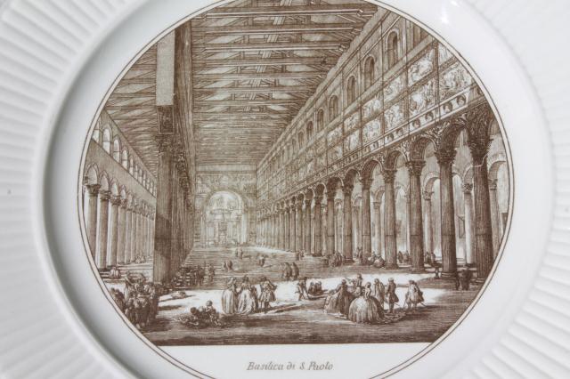 photo of Wedgwood china Piranesi engraving collector's plate, interior of St. Paul basilica #2