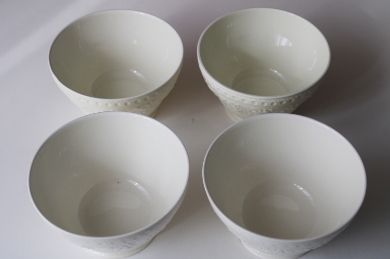 photo of Wellesley Wedgwood vintage creamware china, set four footed bowls, cafe au lait cranberry bowl shape #4