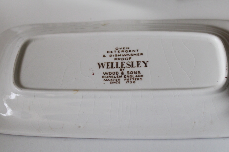 photo of Wellesley brown transferware china covered butter dish, vintage England Wood & Sons  #4