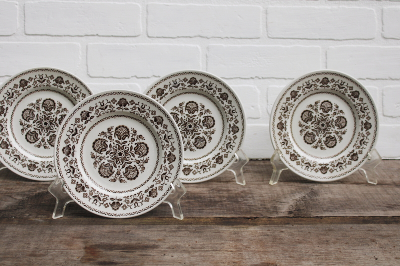 photo of Wellesley brown transferware china, dessert or bread & butter plates vintage Wood & Sons Staffordshire  #1