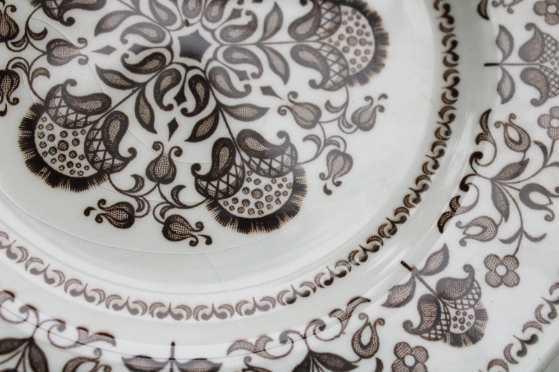 photo of Wellesley brown transferware china, dessert or bread & butter plates vintage Wood & Sons Staffordshire #3