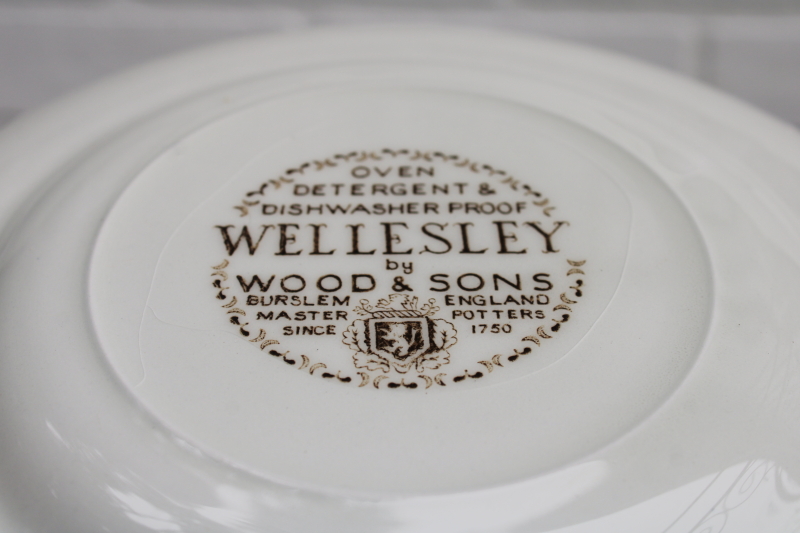 photo of Wellesley brown transferware china, dessert or bread & butter plates vintage Wood & Sons Staffordshire #4