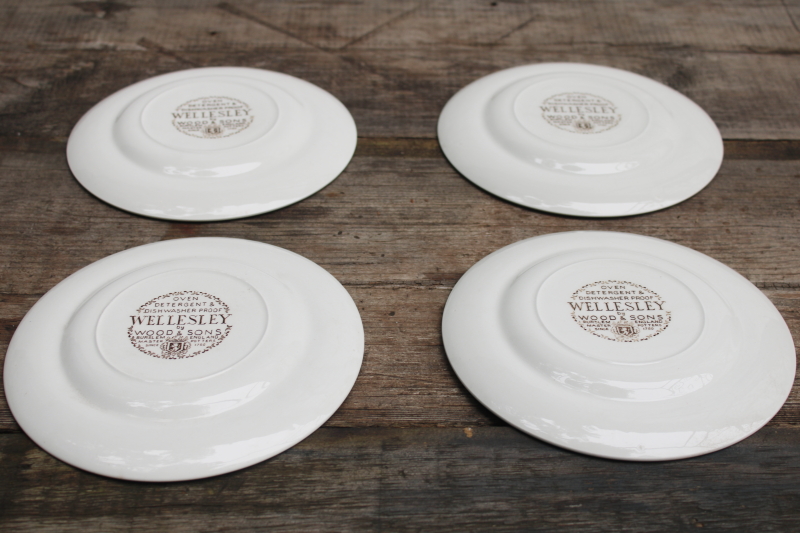 photo of Wellesley brown transferware china, dessert or bread & butter plates vintage Wood & Sons Staffordshire #5