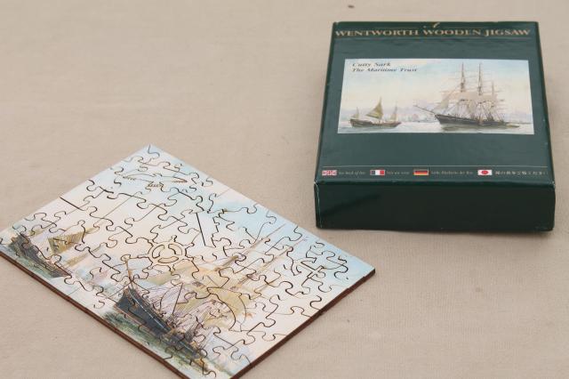 photo of Wentworth wooden jigsaw puzzle, small wood picture puzzle Cutty Sark painting #1