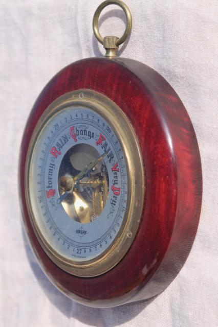 photo of West Germany vintage Swift barometer working weather gauge in small round frame #1