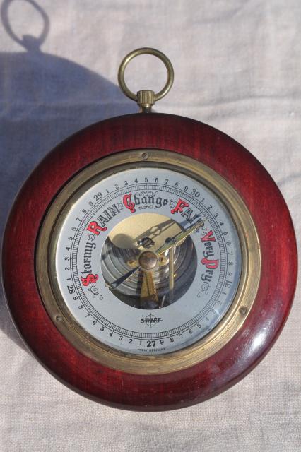 photo of West Germany vintage Swift barometer working weather gauge in small round frame #2