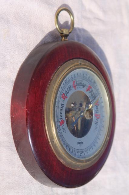 photo of West Germany vintage Swift barometer working weather gauge in small round frame #3