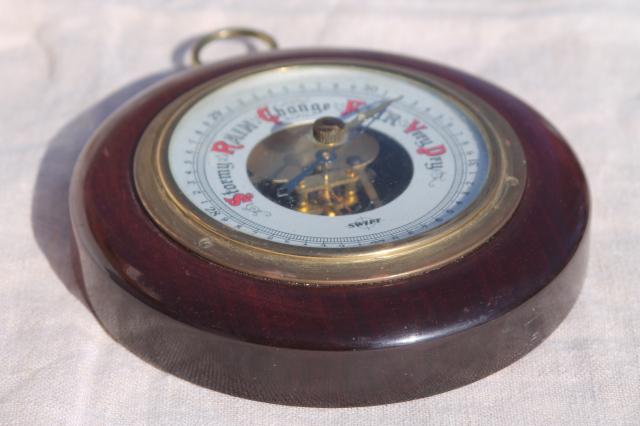 photo of West Germany vintage Swift barometer working weather gauge in small round frame #6