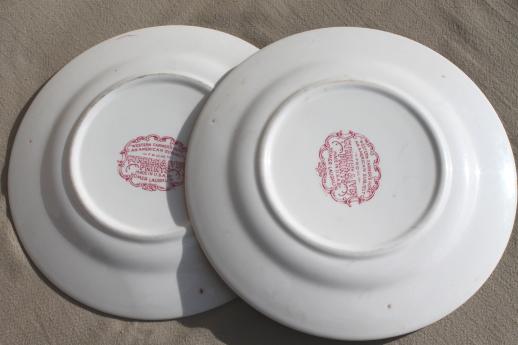 photo of Western Farmer's Home vintage Currier & Ives red transferware Homer Laughlin china plates #6