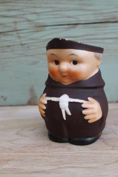 catalog photo of Western Germany vintage Goebel china Friar Tuck monk creamer, figural cream pitcher