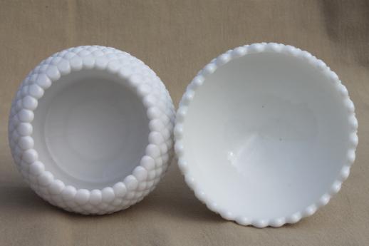 photo of Westmoreland English hobnail pattern milk glass rose vase & flower bowl compote #5