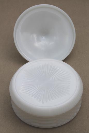 photo of Westmoreland English hobnail round glass powder box, vintage milk glass #4