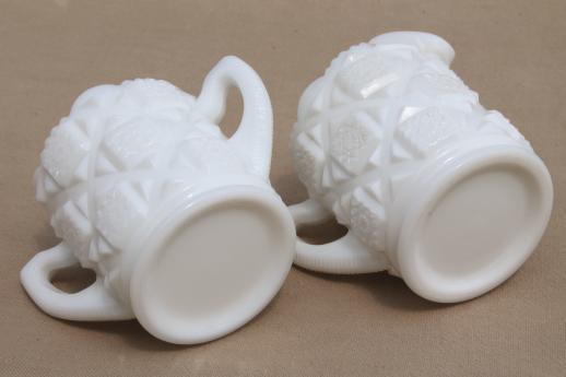 photo of Westmoreland Old Quilt milk glass cream & sugar, salt & pepper shakers #4