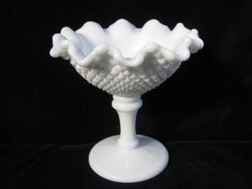 catalog photo of Westmoreland milk glass, english hobnail diamond point pattern candy dish