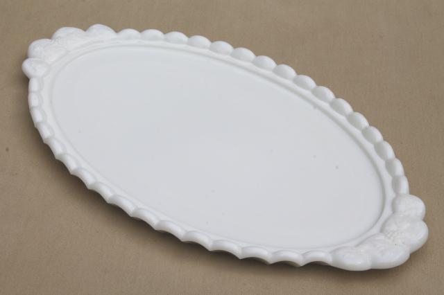 photo of Westmoreland paneled grape grapes pattern dresser tray, vintage milk glass #1