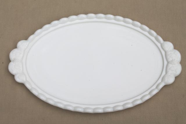 photo of Westmoreland paneled grape grapes pattern dresser tray, vintage milk glass #2