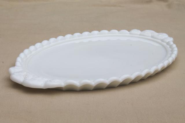 photo of Westmoreland paneled grape grapes pattern dresser tray, vintage milk glass #4