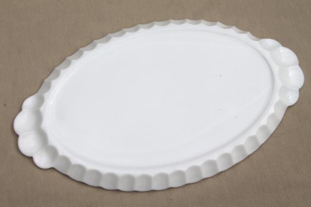 photo of Westmoreland paneled grape grapes pattern dresser tray, vintage milk glass #5