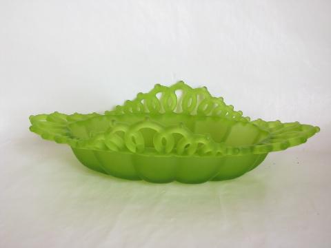 photo of Westmoreland ring and petal pattern console bowl & candle sticks, green mist #2