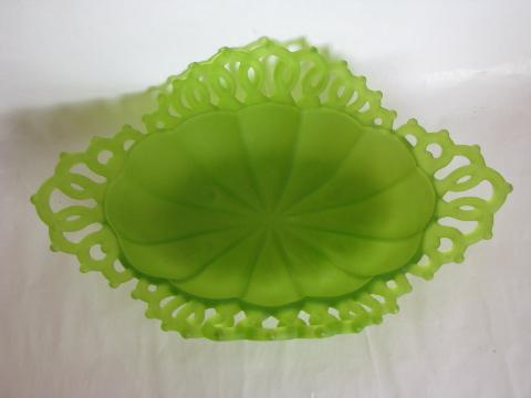 photo of Westmoreland ring and petal pattern console bowl & candle sticks, green mist #3