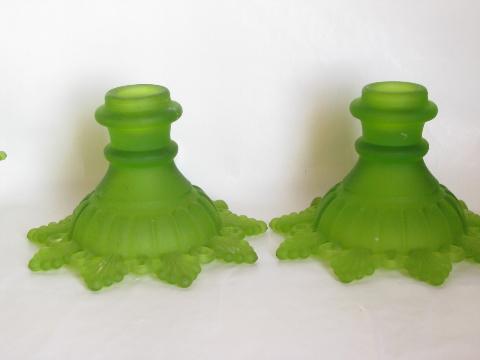 photo of Westmoreland ring and petal pattern console bowl & candle sticks, green mist #4