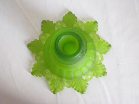 photo of Westmoreland ring and petal pattern console bowl & candle sticks, green mist #5