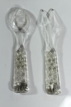 catalog photo of Wexford Anchor Hocking vintage pres-cut pressed glass salad spoon & fork servers